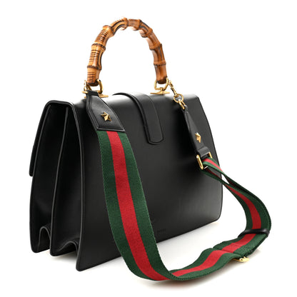 Gucci Calfskin Bamboo Web Large Dionysus Top Handle Bag Black Bright Evergreen Hibiscus Red 3 of 10