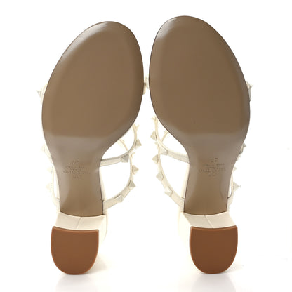 Valentino Garavani VALENTINO GARAVANI Calfskin Nappa Rockstud 60mm Caged Slide Sandals 37 Light Ivory 5 of 9
