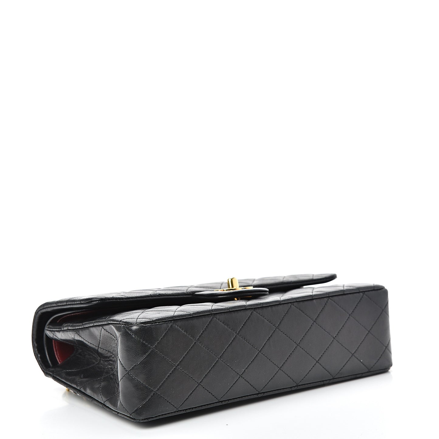 Lambskin Quilted Medium Double Flap Black