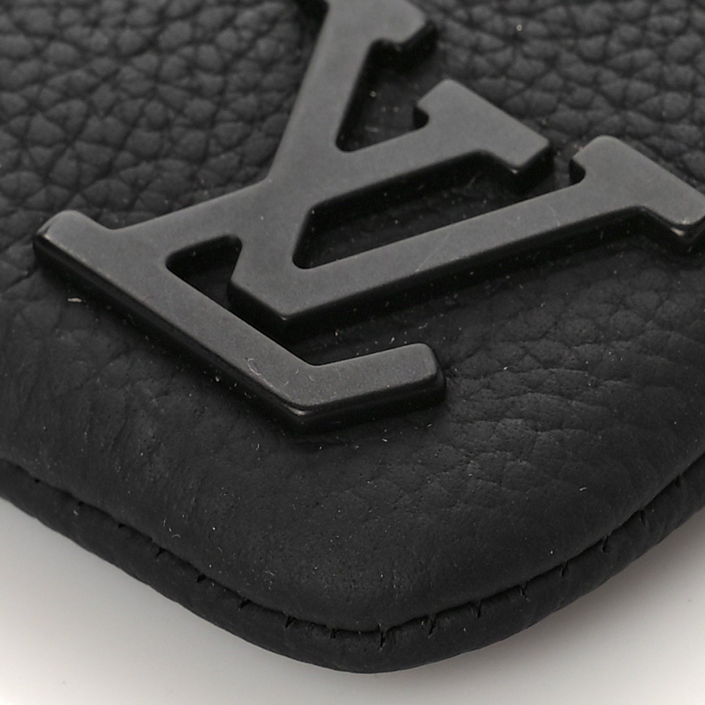 Grained Calfskin Aerogram Key Pouch Black