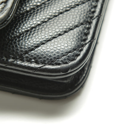 Chanel Caviar Chevron Quilted Wallet On Chain WOC Black 9 of 9