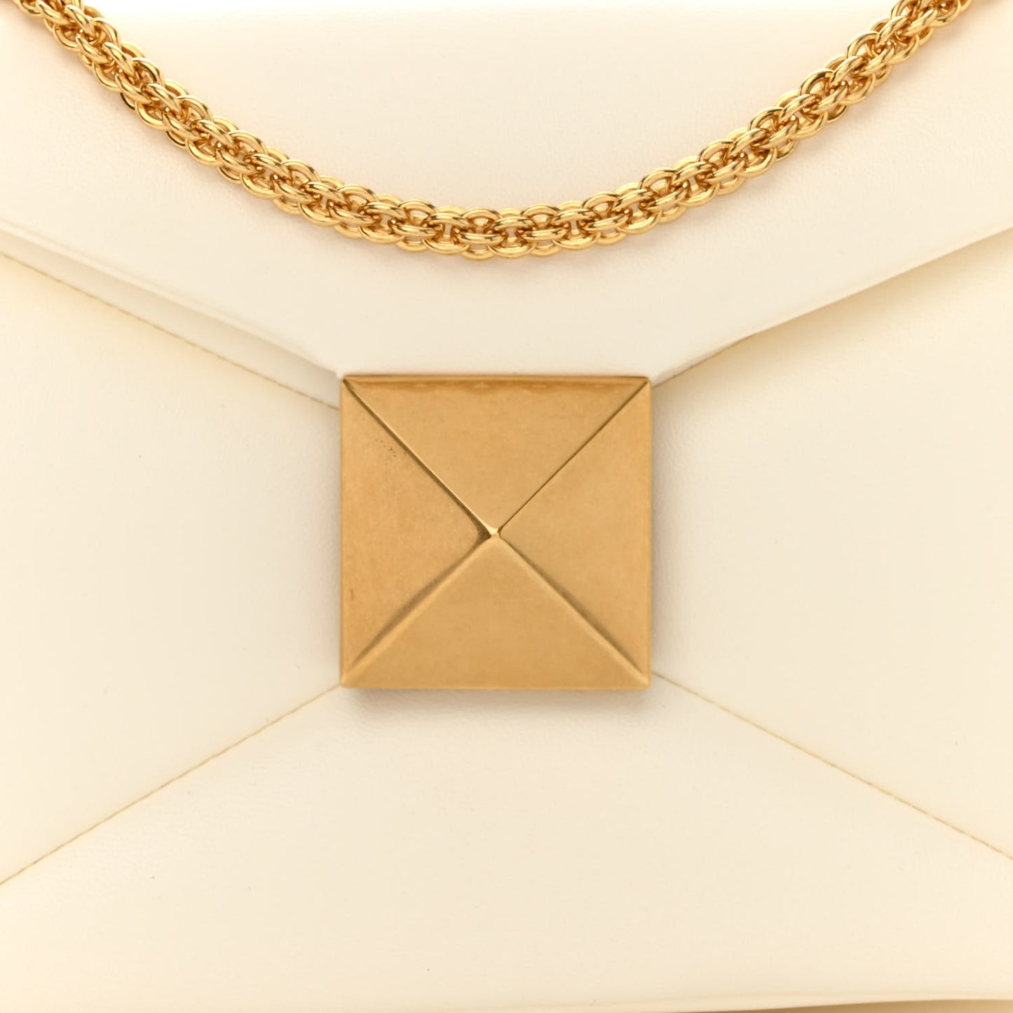Nappa One Stud Chain Clutch Ivory