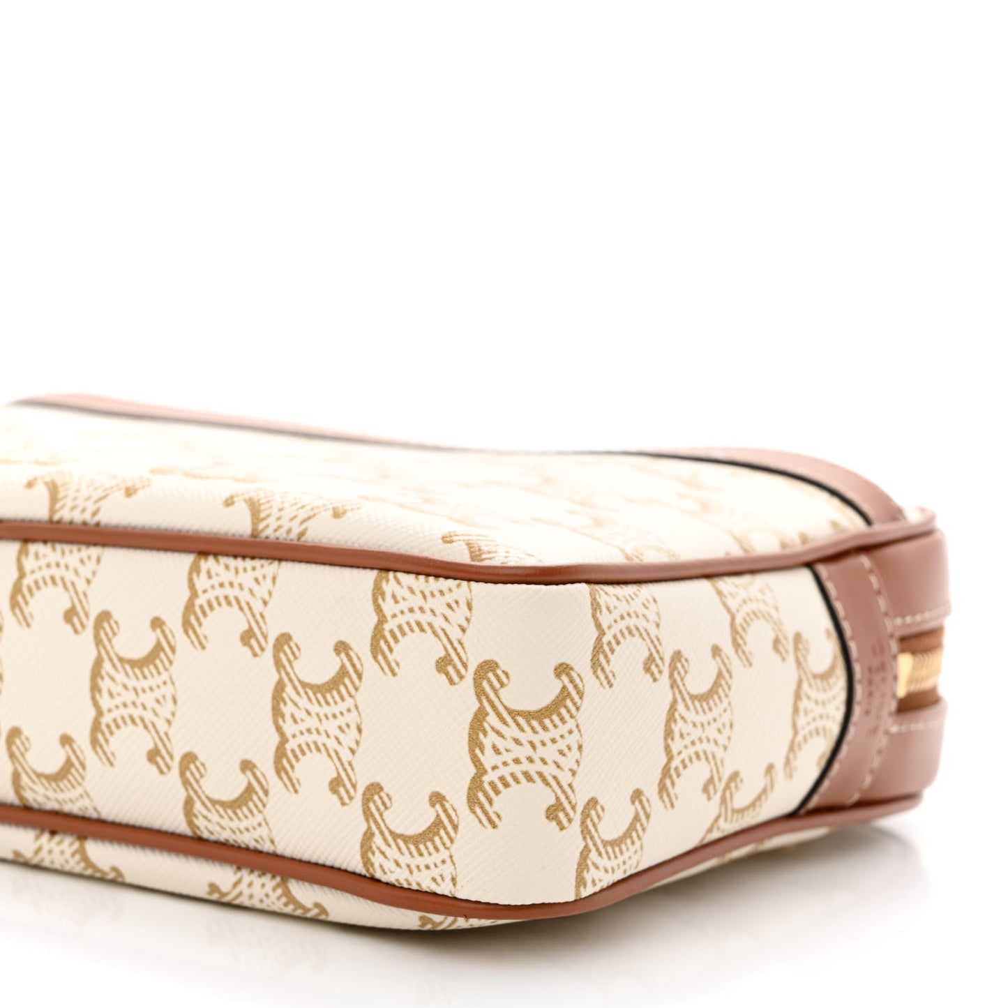 Calfskin Triomphe Canvas Small Patapans White