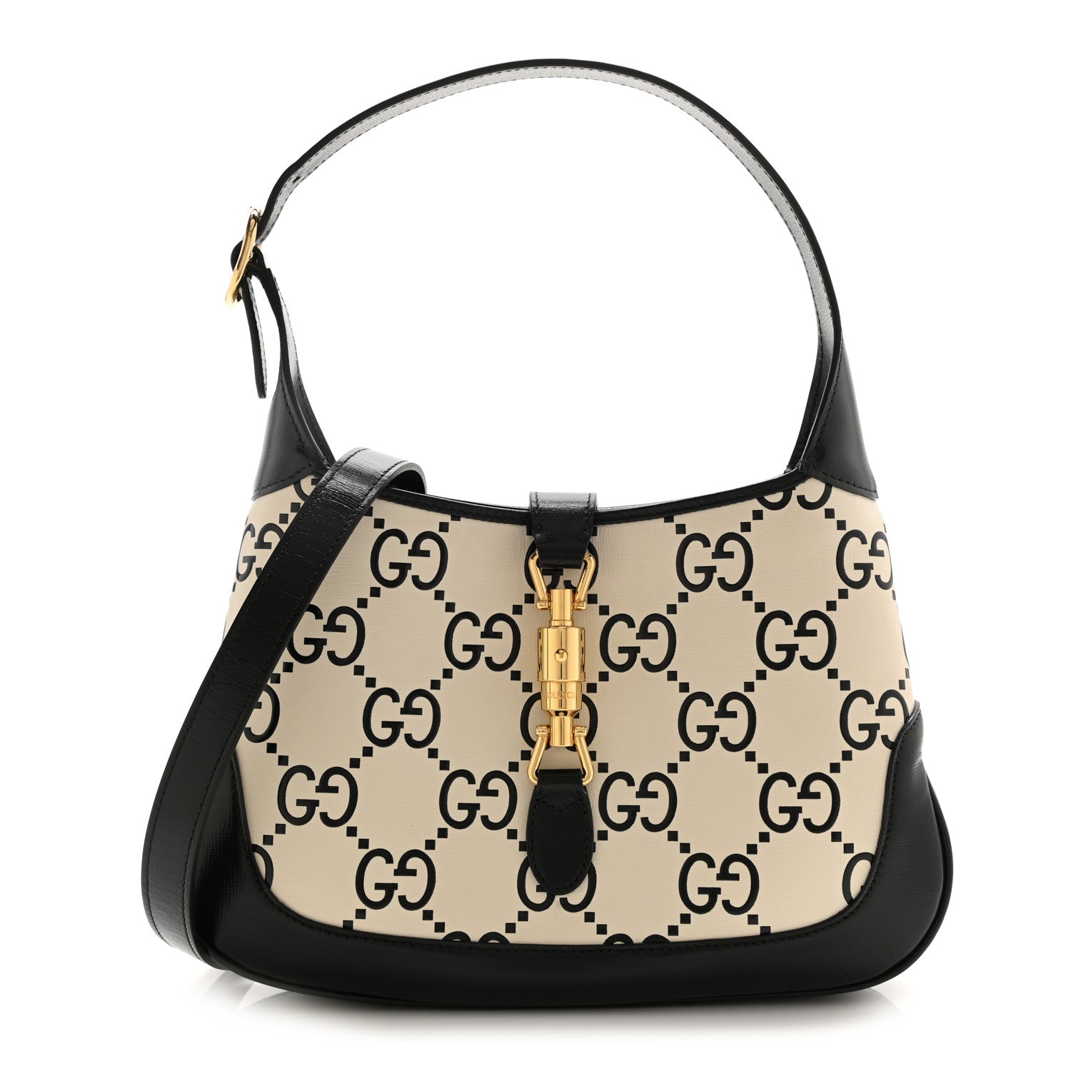 Gucci Azalea Calfskin GG Monogram Bi-Color Debossed Small Jackie 1961 Hobo Mystic White Black 1 of 9