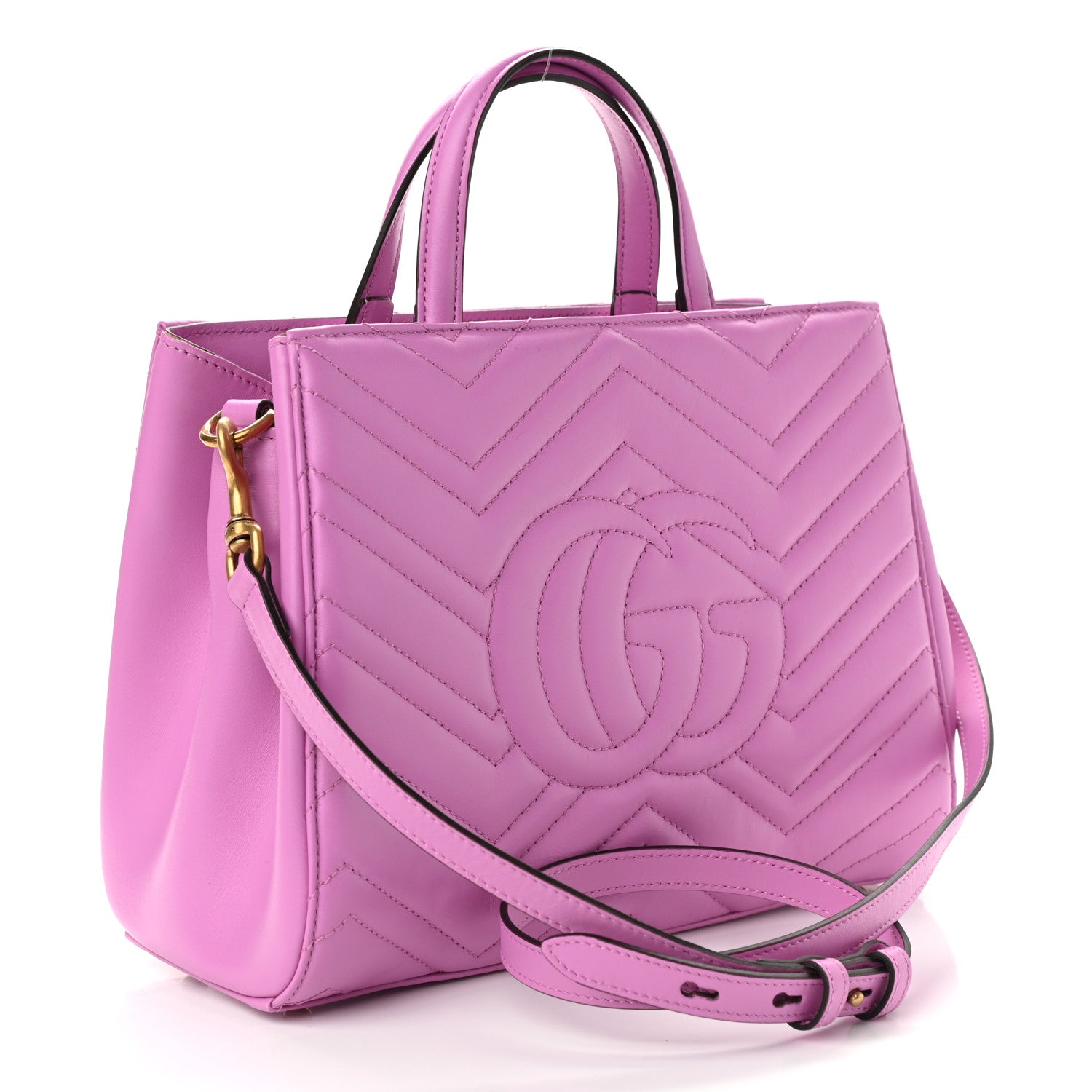 Gucci Calfskin Matelasse Small GG Marmont Tote Candy Mousse 3 of 9