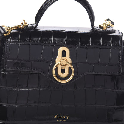 Mulberry Shiny Croc Calfskin Embossed Micro Seaton Black 8 of 8