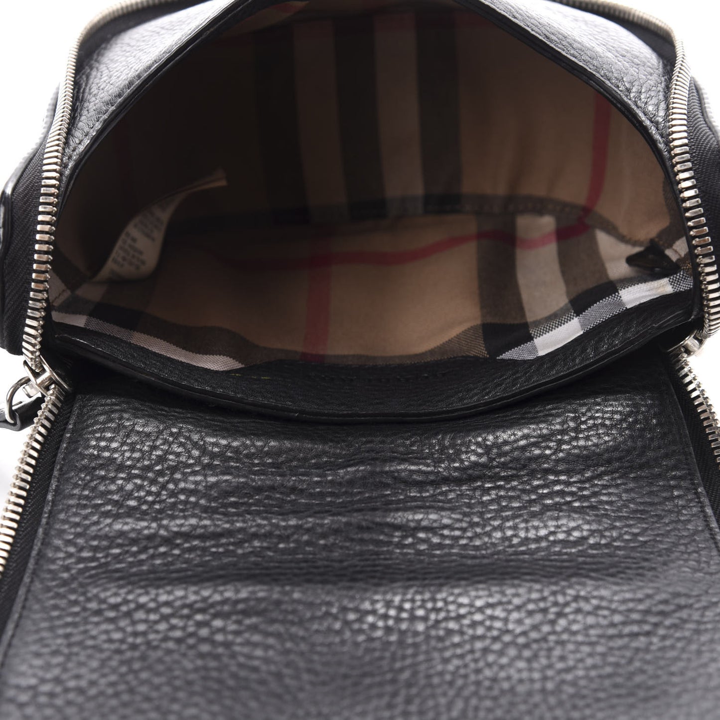 Grained Calfskin Eyelet Small Zip Crossbody Bag Black