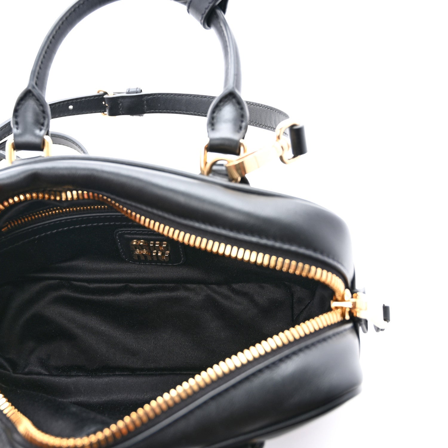 Miu Miu Calfskin Mini Arcadie Top Handle Bag Black 5 of 9