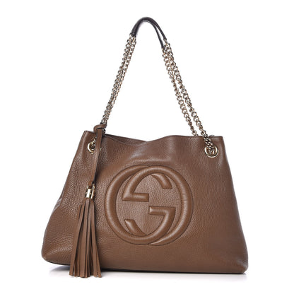 Gucci Pebbled Calfskin Medium Soho Chain Shoulder Bag Maple Brown 1 of 14