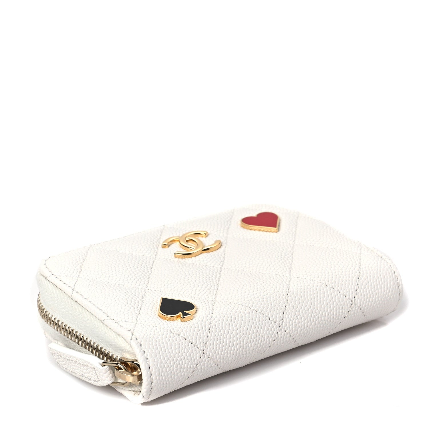 Chanel Caviar Enamel Coco Casino Quilted Zip Coin Purse White 4 of 8
