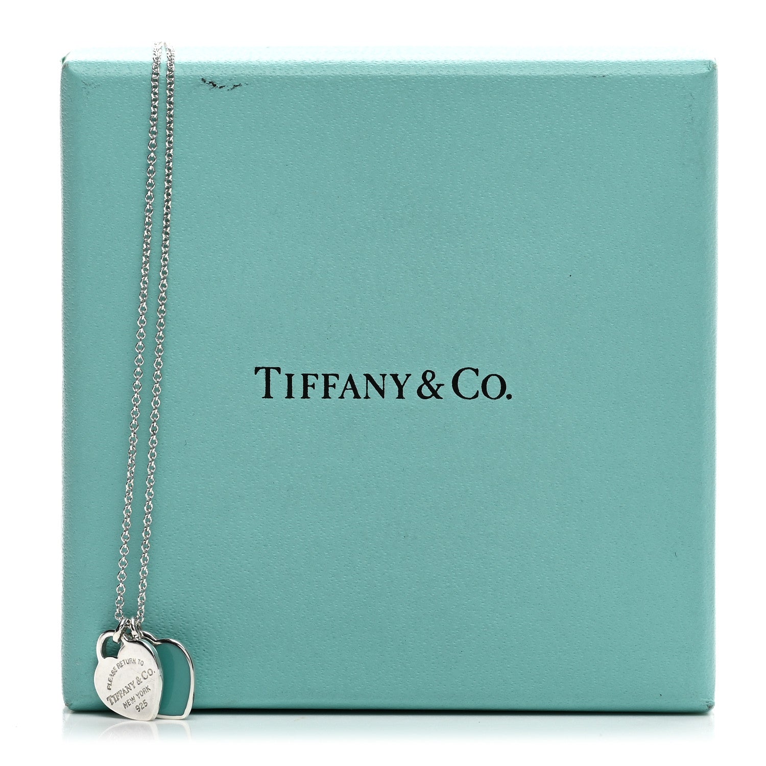 Tiffany Sterling Silver Enamel Return to Tiffany Double Mini Heart Tag Pendant Necklace Blue 5 of 5