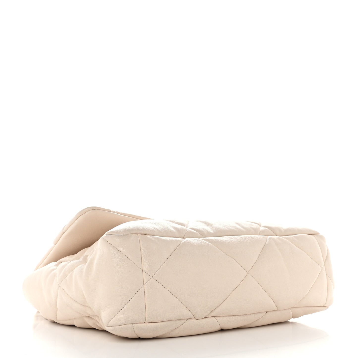 Goatskin Quilted Large Chanel 19 Flap Light Beige