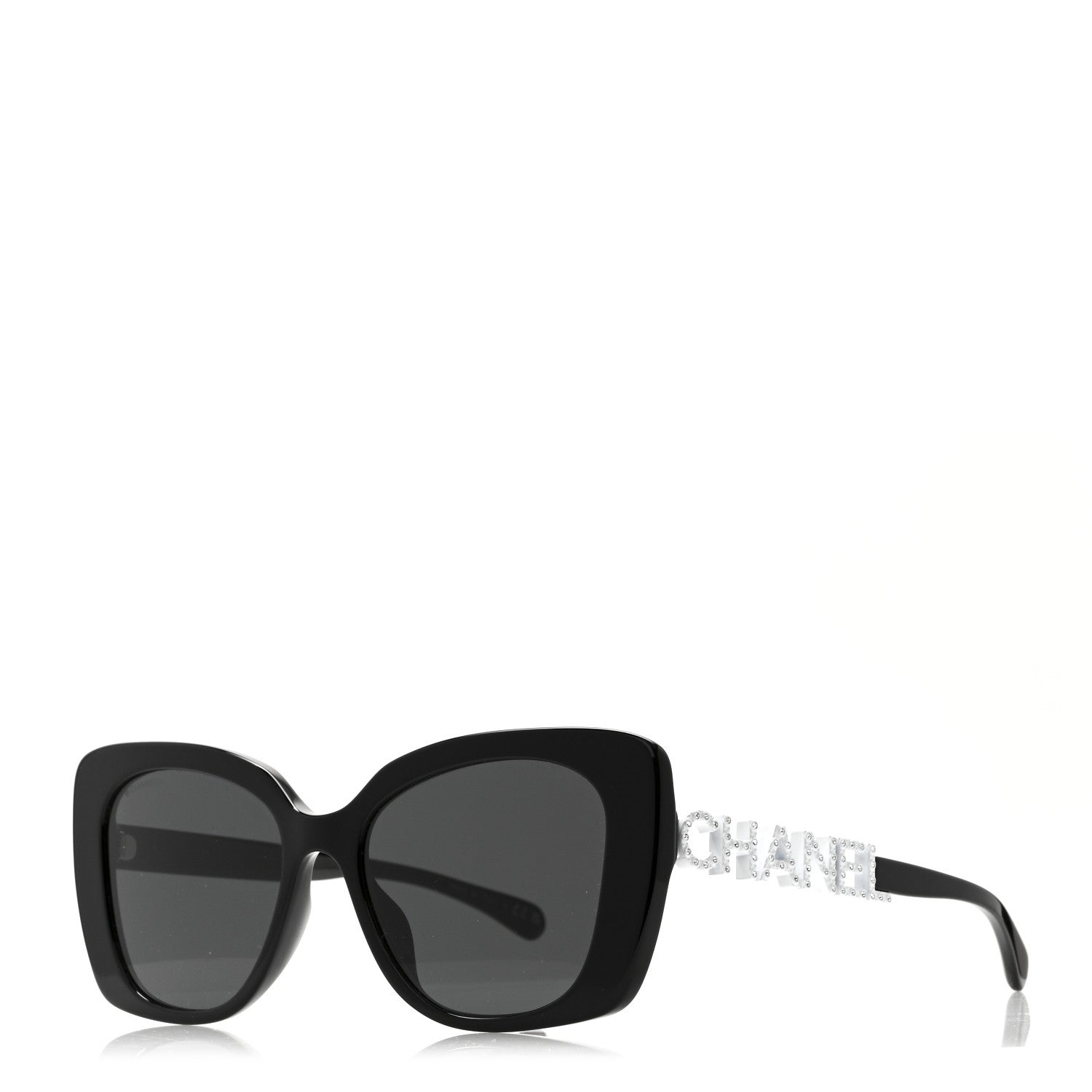 Chanel Acetate Strass Square Sunglasses 5422-B-A Black White 1 of 7