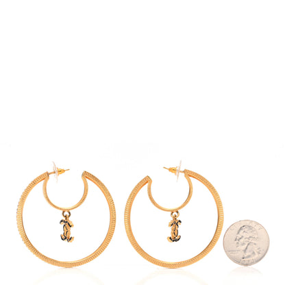 Chanel Crystal CC Drop Hoop Earrings Gold 2 of 6