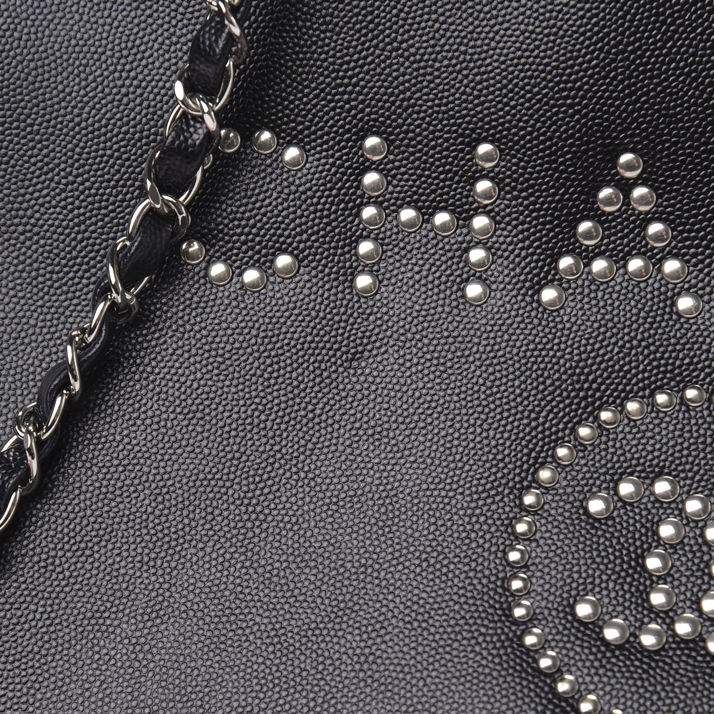 Caviar Medium Studded Deauville Tote Black
