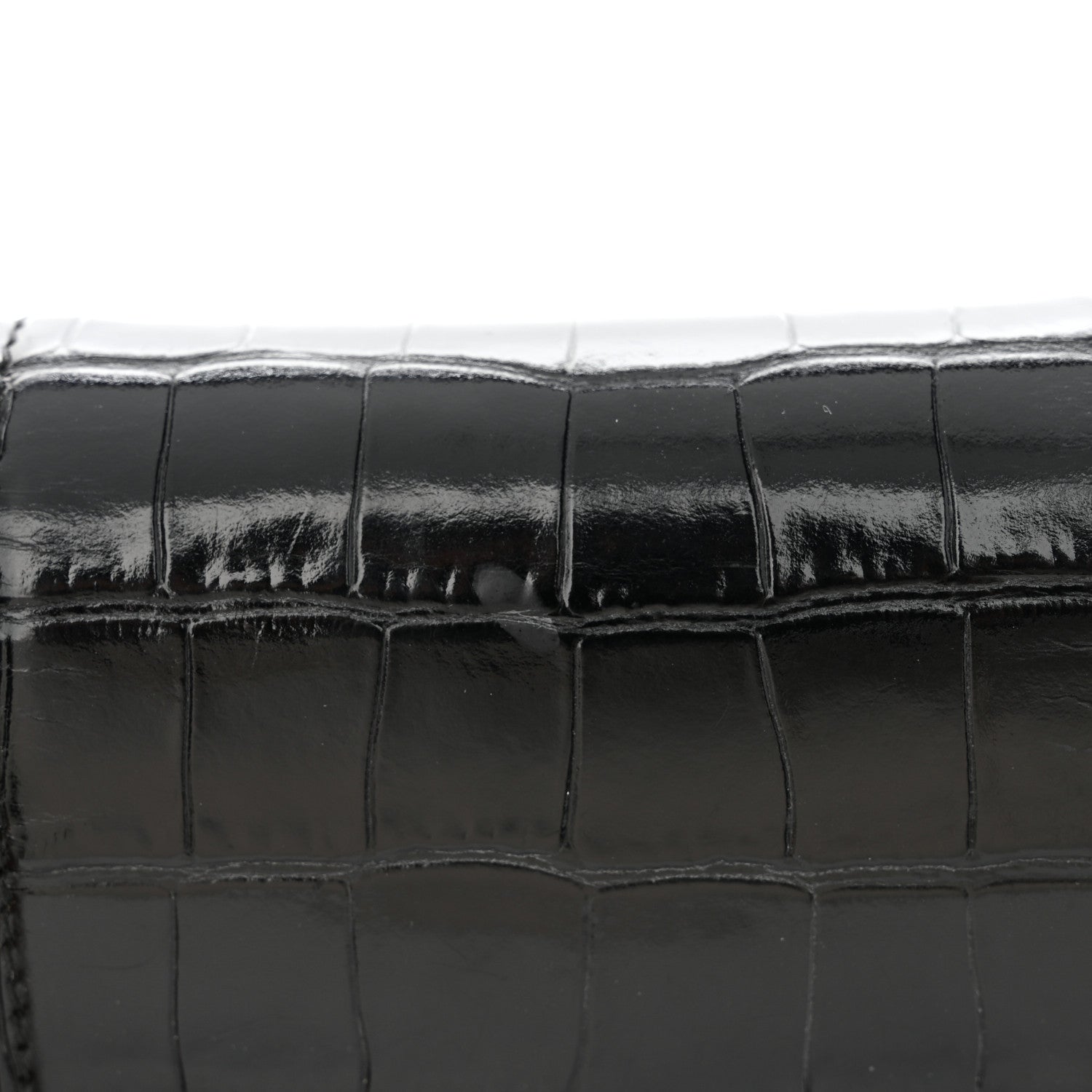 Balenciaga Shiny Calfskin Crocodile Embossed Hourglass Chain Bag Black 10 of 10