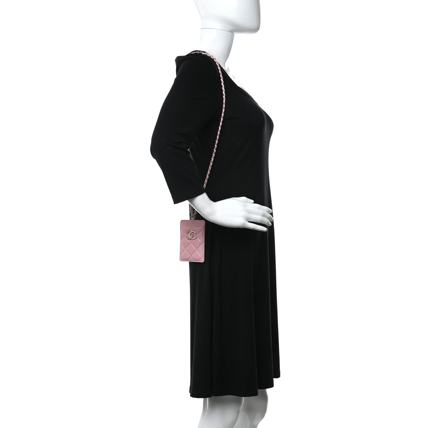 Chanel Lambskin Quilted Chanel Card Holder On Chain Pink 2 of 11