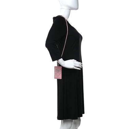 Chanel Lambskin Quilted Chanel Card Holder On Chain Pink 2 of 11