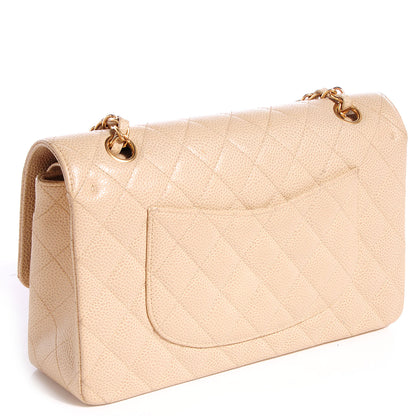 Chanel Caviar Quilted Medium Double Flap Beige 3 of 9