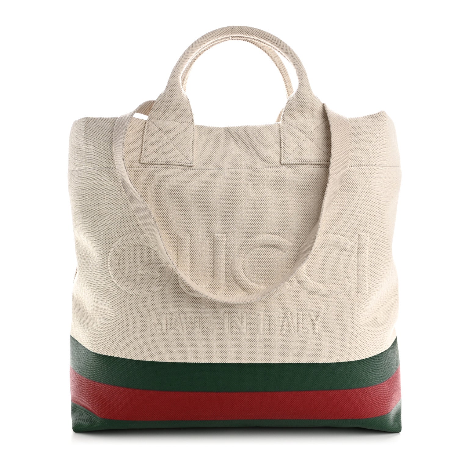 Gucci Canvas Logo Embossed Ophidia Tote Beige 1 of 12