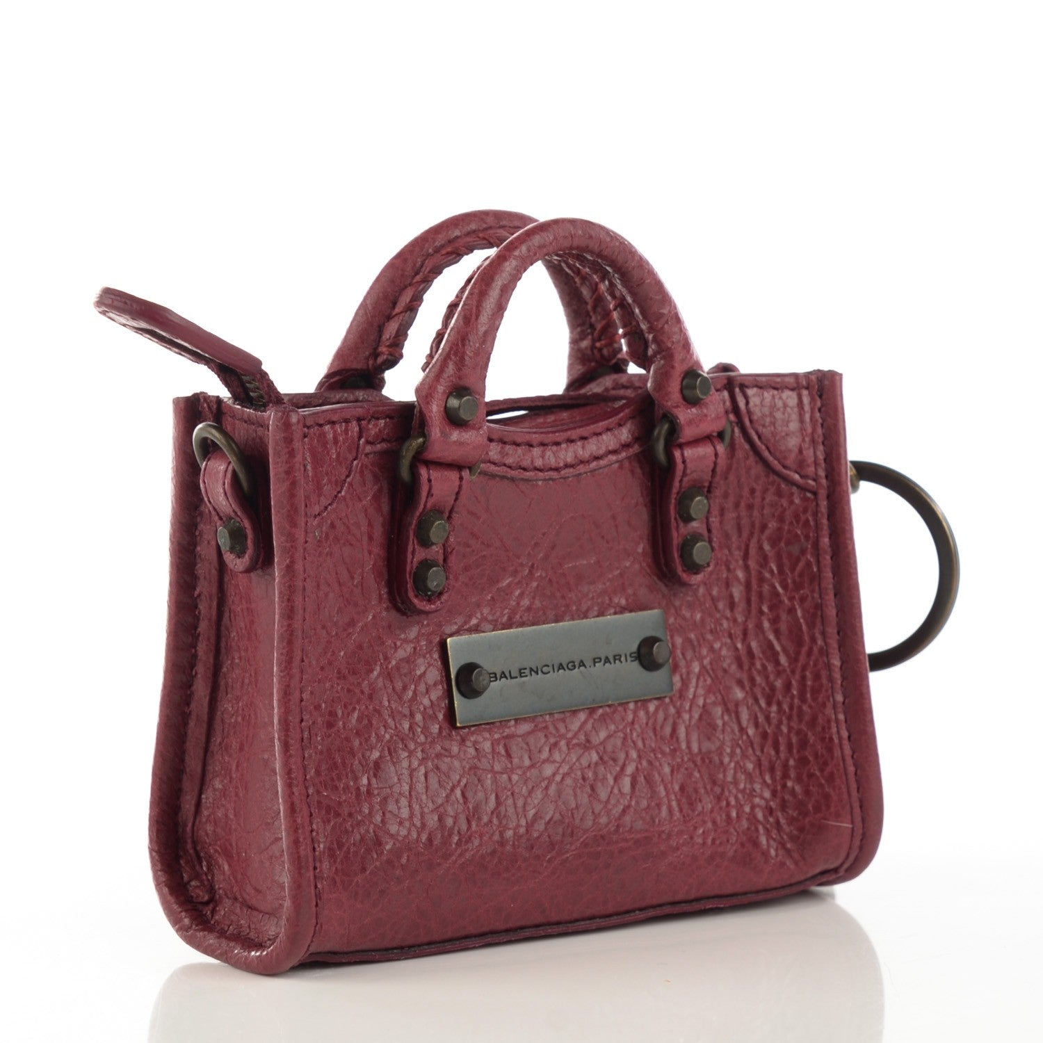 Balenciaga Agneau Mini City Bag Charm Cassis 3 of 8