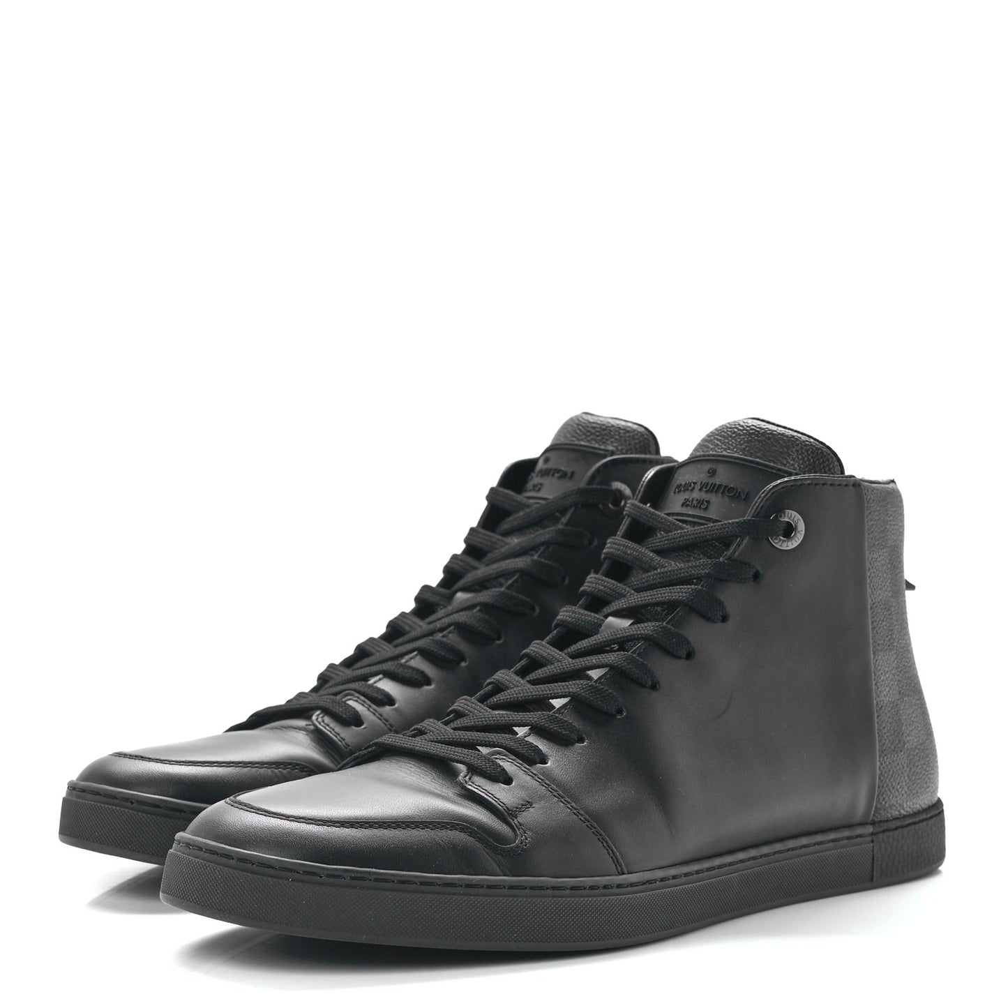 Calfskin Damier Graphite High Top Sneakers 8 Black