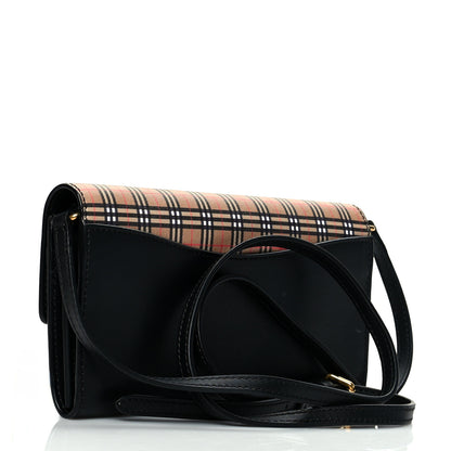 Burberry Calfskin Vintage Check Crossbody Archive Beige Black 2 of 8