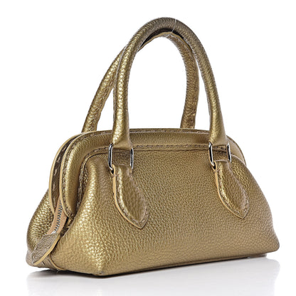 Fendi Calfskin Romano Selleria Mini Adele 1328 Bag Gold 3 of 9
