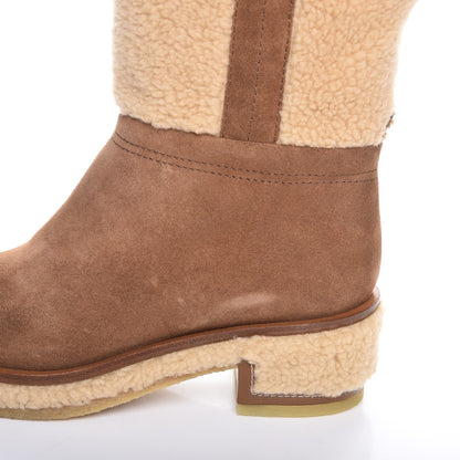 Chanel Shearling Suede Calfskin High Boots 37 Brown Beige 9 of 12