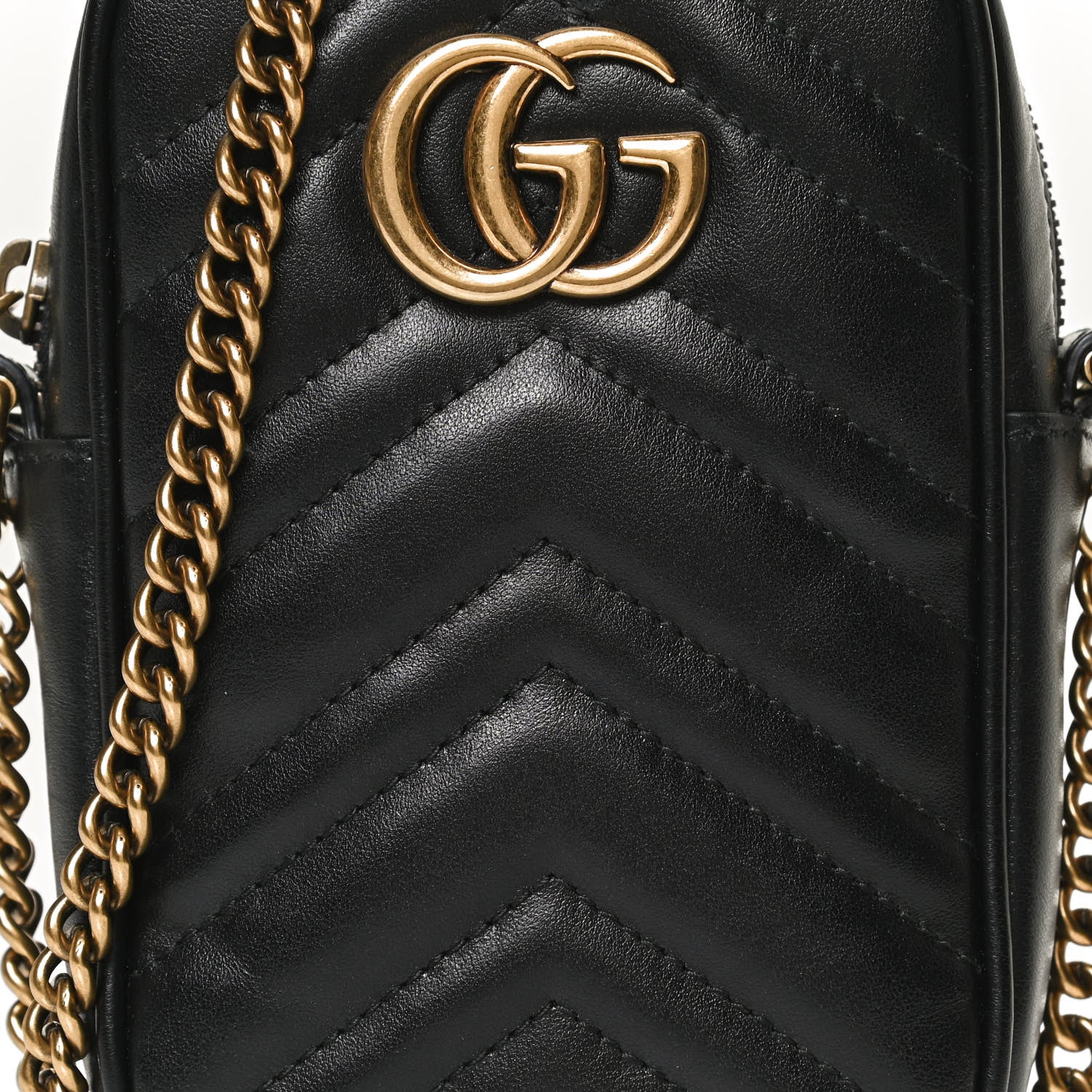 Gucci Calfskin Matelasse Mini GG Marmont Crossbody Bag Black 8 of 12