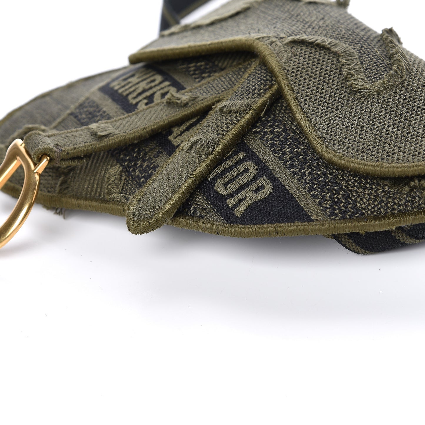 Canvas Embroidered Camouflage Saddle Belt Bag Green