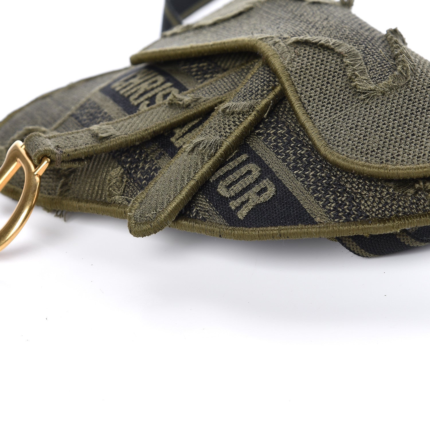 Christian Dior Canvas Embroidered Camouflage Saddle Belt Bag Green 9 of 10
