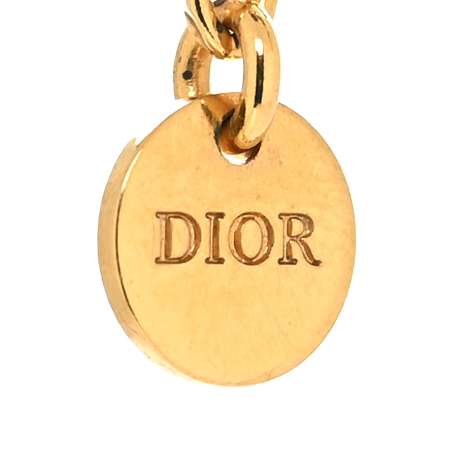 Christian Dior Metal Crystal CD Necklace Gold 5 of 5