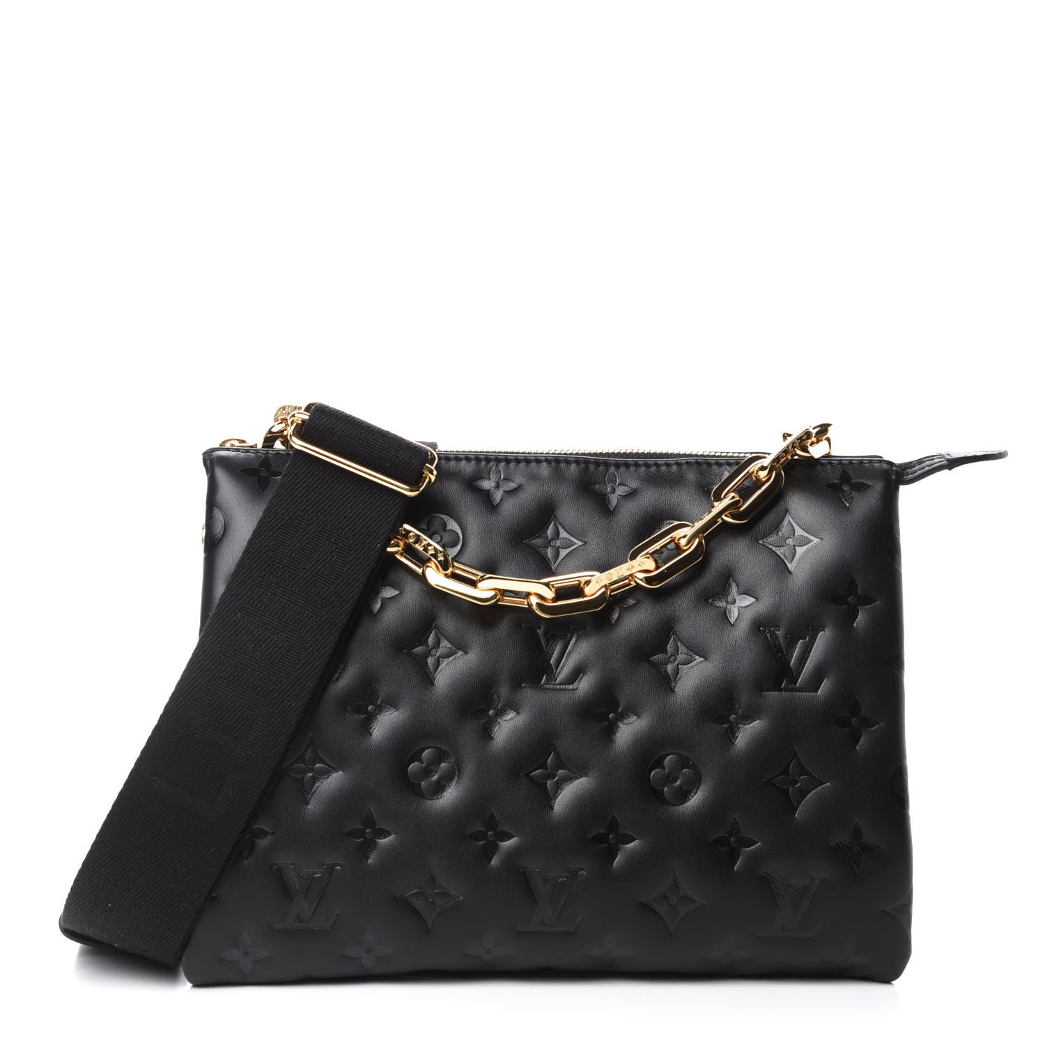 Louis Vuitton Lambskin Embossed Monogram Coussin PM Black 1 of 9