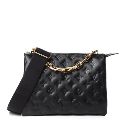 Louis Vuitton Lambskin Embossed Monogram Coussin PM Black 1 of 9