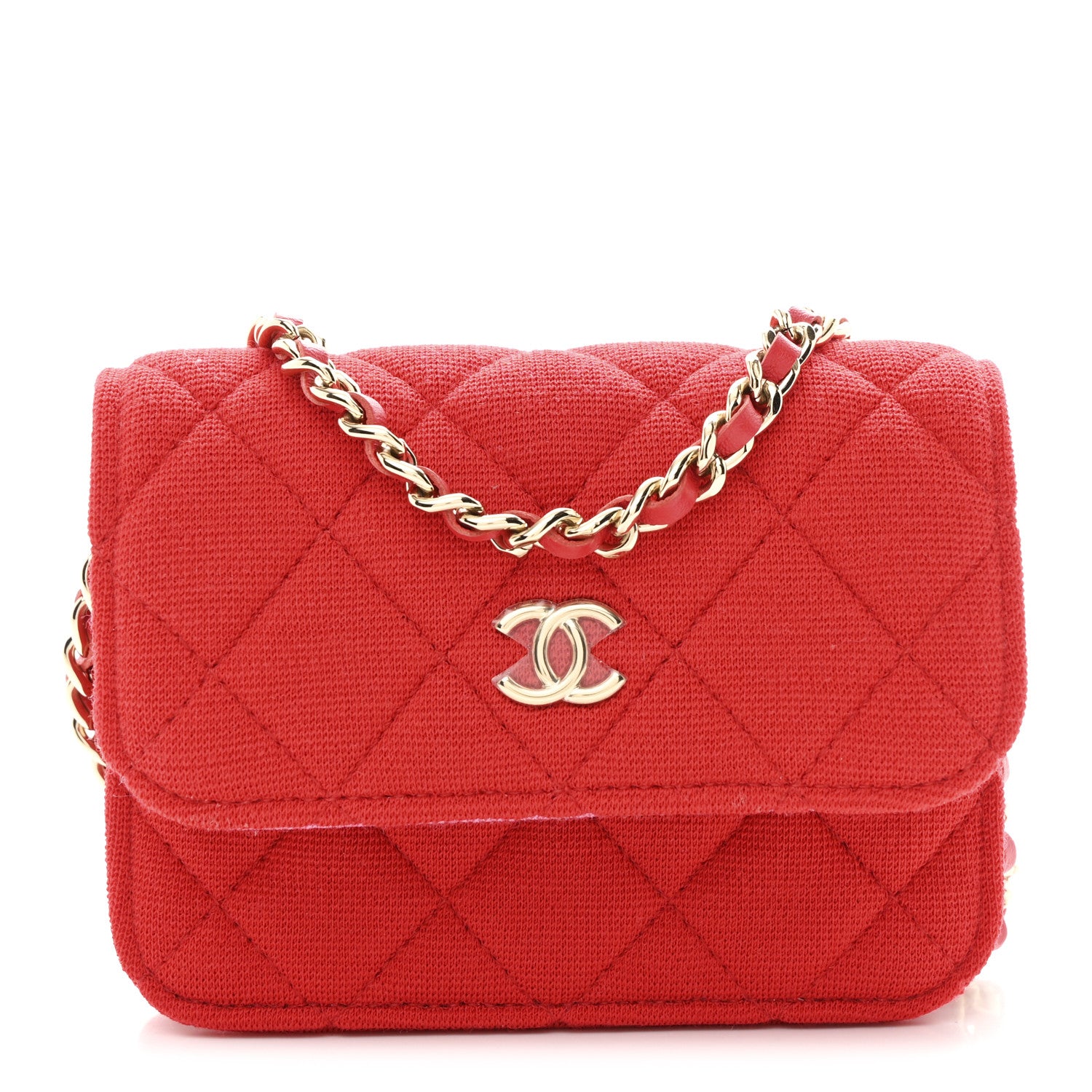 Chanel Jersey Quilted Micro Mini Flap Red 1 of 11