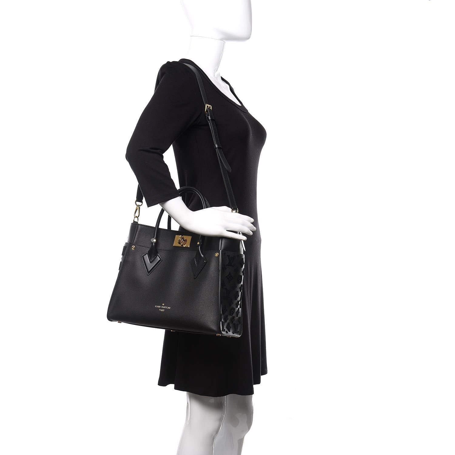 Louis Vuitton Calfskin Monogram Tufting On My Side Black 2 of 10