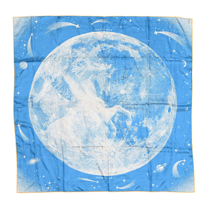 Hermes Silk Clair De Lune Double Face Scarf 90 Black Jaune D'Or Bleu 2 of 6