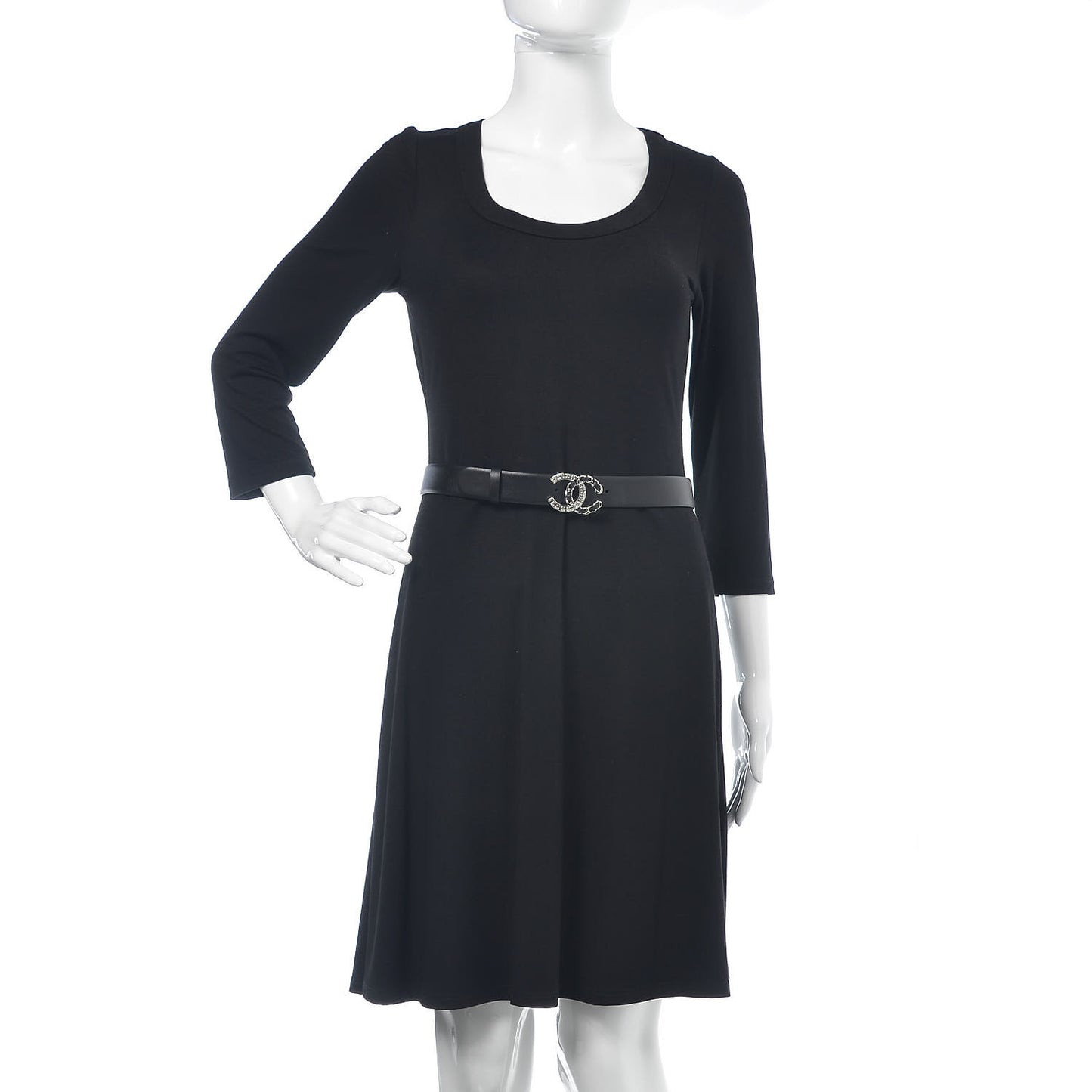 Lambskin Crystal CC Chain Belt 75 30 Black