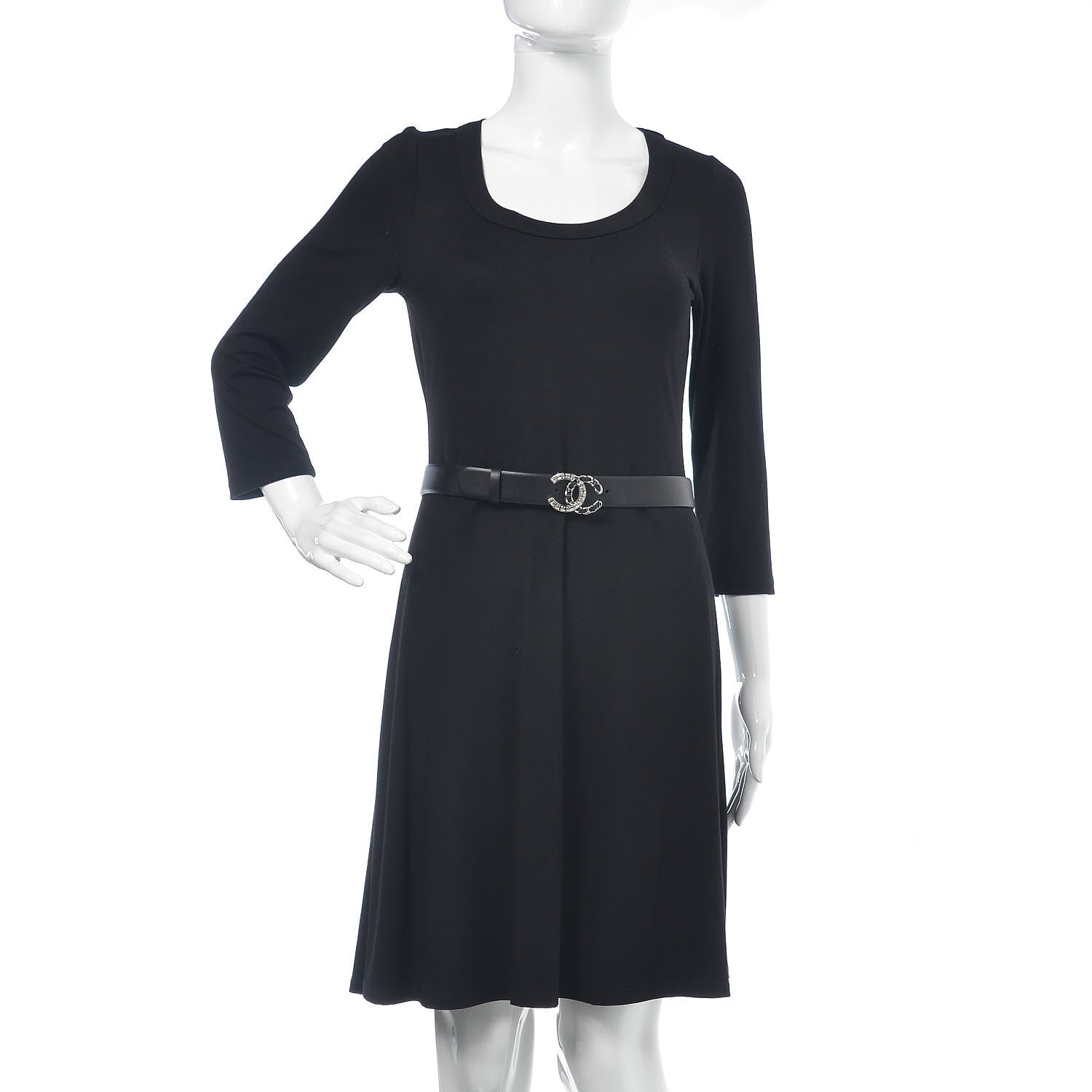 Chanel Lambskin Crystal CC Chain Belt 75 30 Black 2 of 6