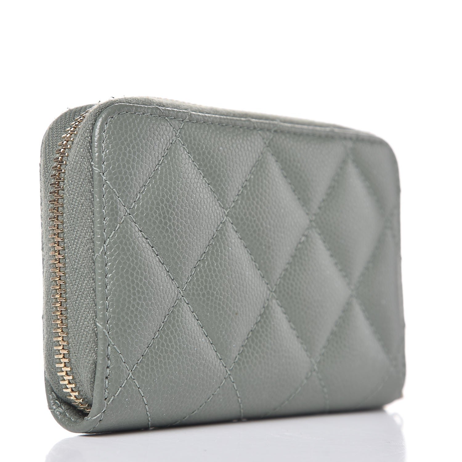 Chanel Iridescent Caviar Quilted Zip Coin Purse Green 4 of 7