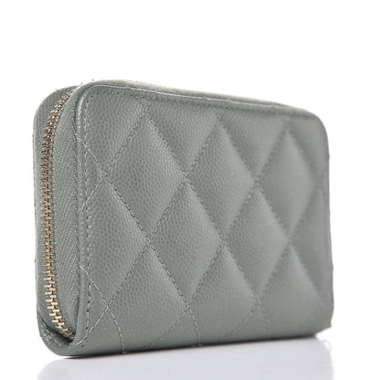 Chanel Iridescent Caviar Quilted Zip Coin Purse Green 4 of 7