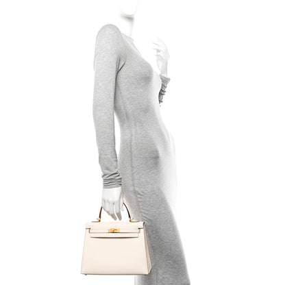 Hermes Chevre Mysore Horseshoe Kelly Sellier 25 Nata Gris Perle Rose Sakura 2 of 11