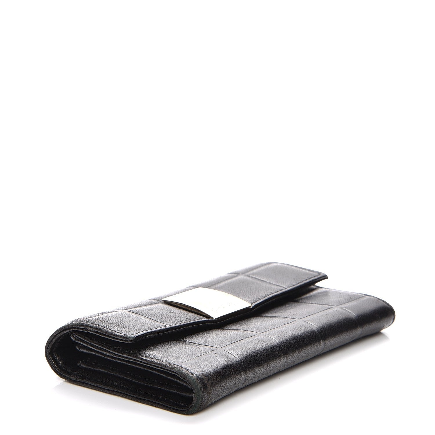Chanel Lambskin Chocolate Bar Quilted Wallet Black 4 of 8