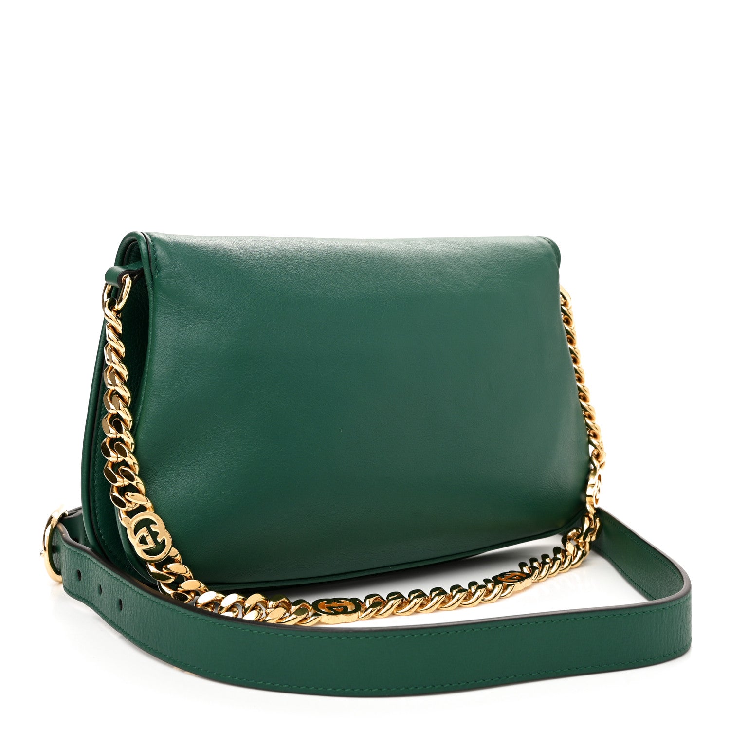 Gucci Roxy Calfskin Blondie Chain Shoulder Flap Bag Emerald 3 of 12