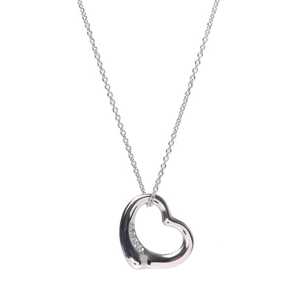 Tiffany Platinum Diamond Elsa Peretti Open Heart Pendant Necklace 4 of 7
