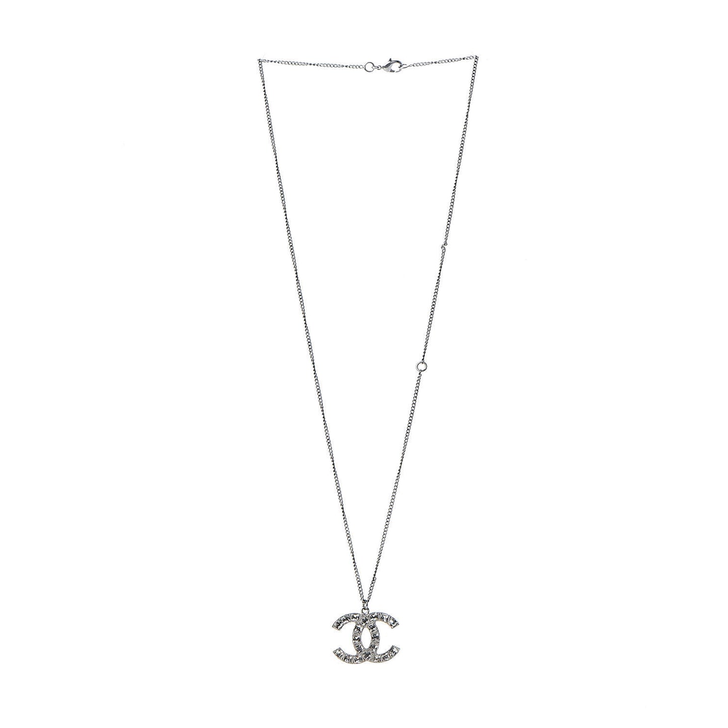 Baguette Crystal CC Necklace Silver