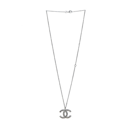 Chanel Baguette Crystal CC Necklace Silver 3 of 6