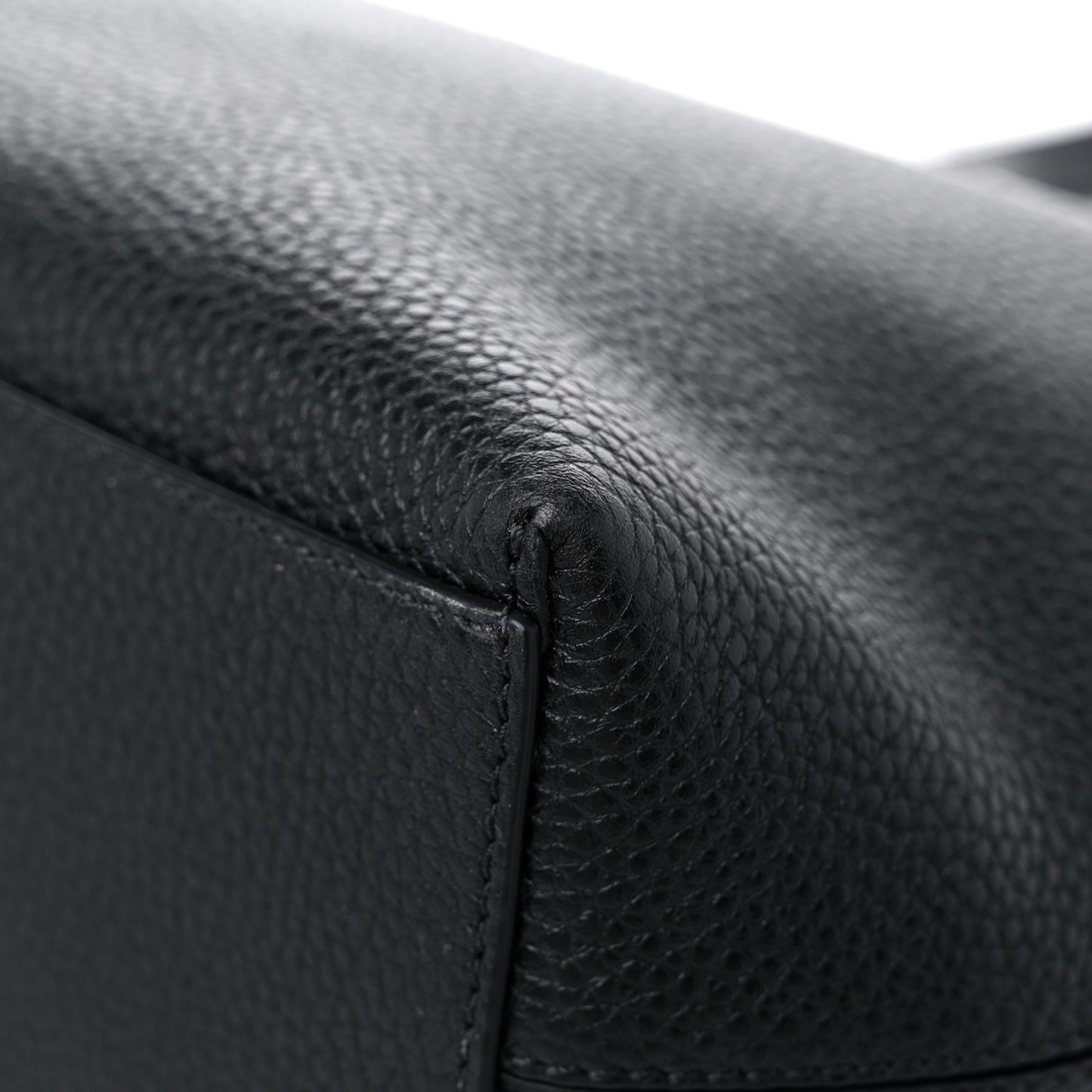 Grained Calfskin Small Rockstud Shoulder Tote Black