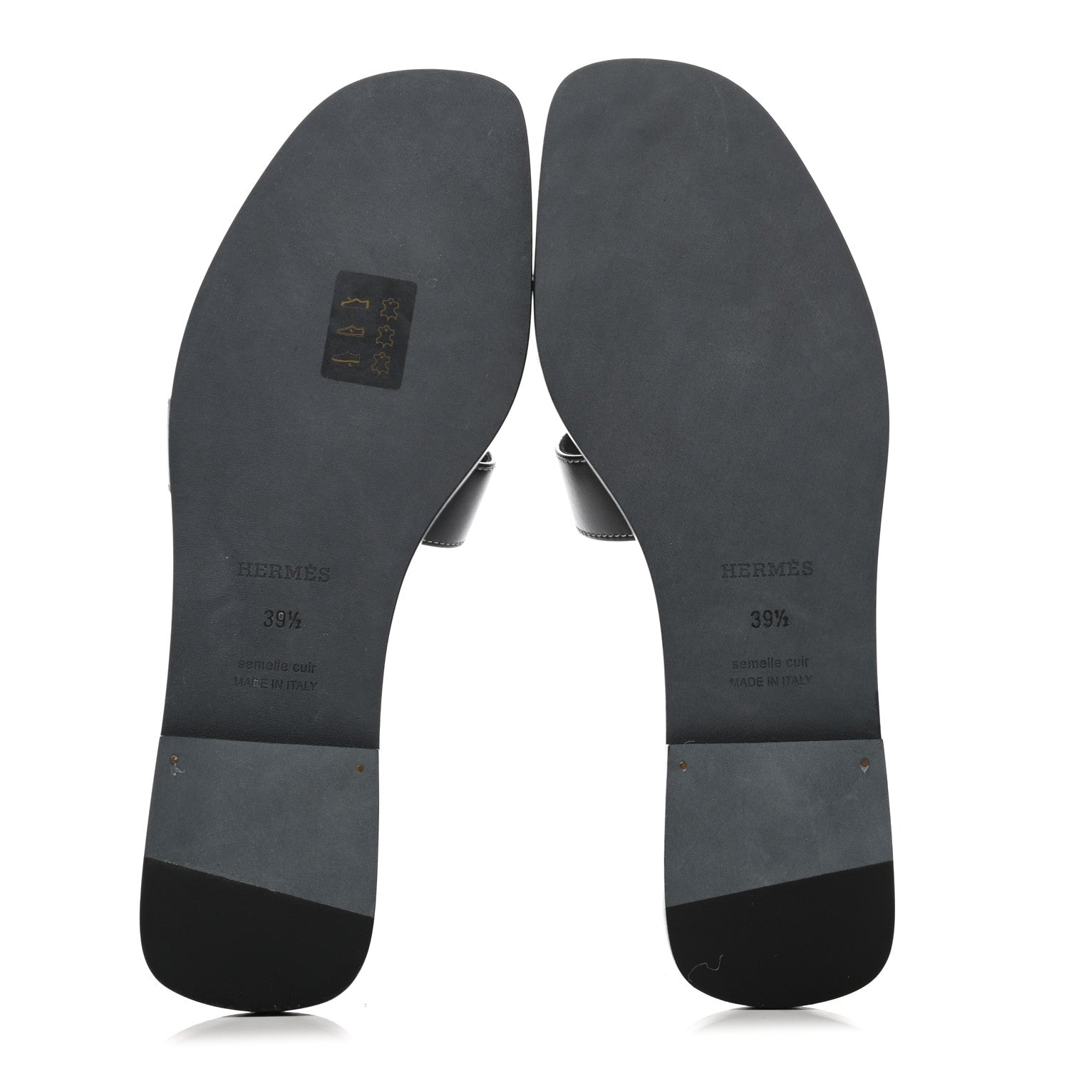 Hermes Box Calfskin Oran Sandals 39.5 Black 5 of 8